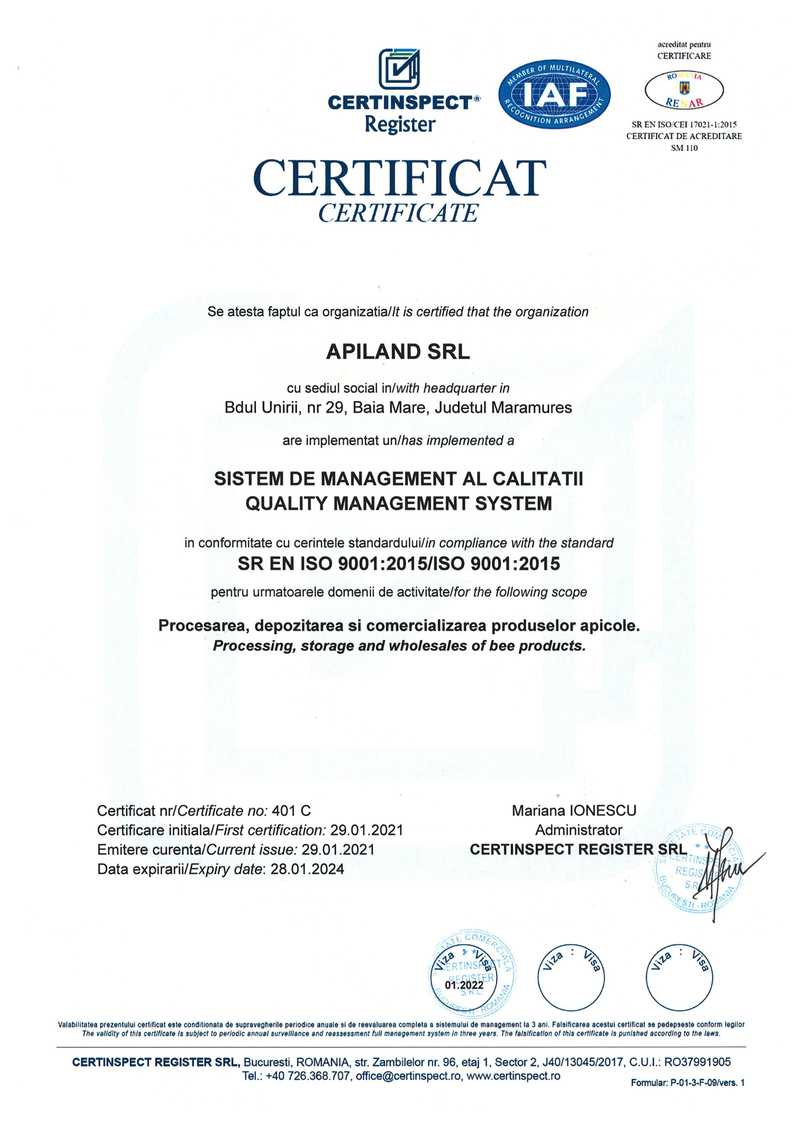 Certificat ISO 2021